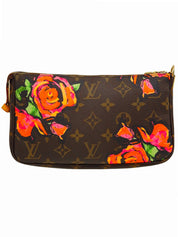 2008年製 キャンバスモノグラムローズポシェットアクセソワール ブラウン/ピンク