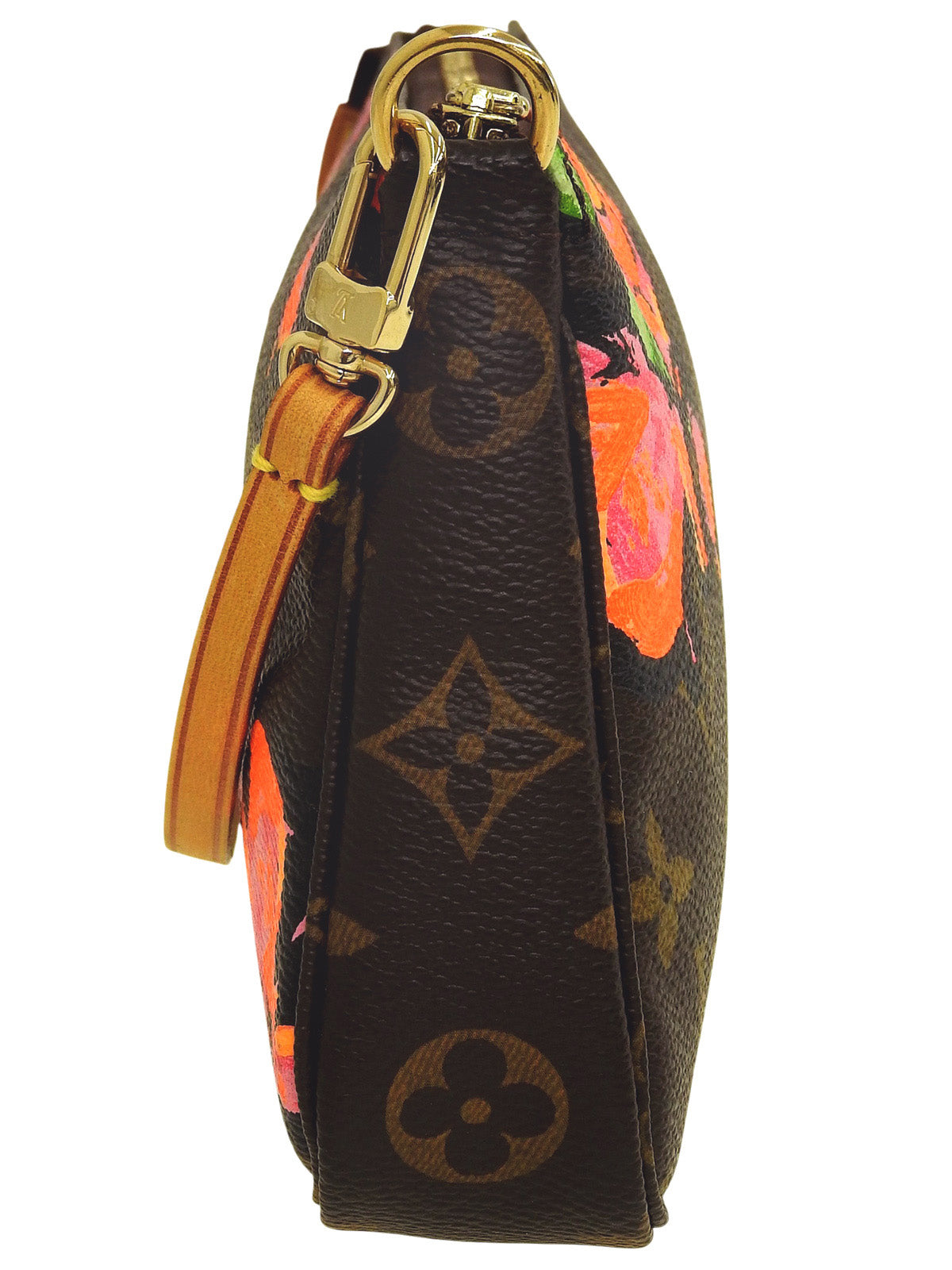 2008年製 キャンバスモノグラムローズポシェットアクセソワール ブラウン/ピンク