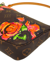 2008年製 キャンバスモノグラムローズポシェットアクセソワール ブラウン/ピンク