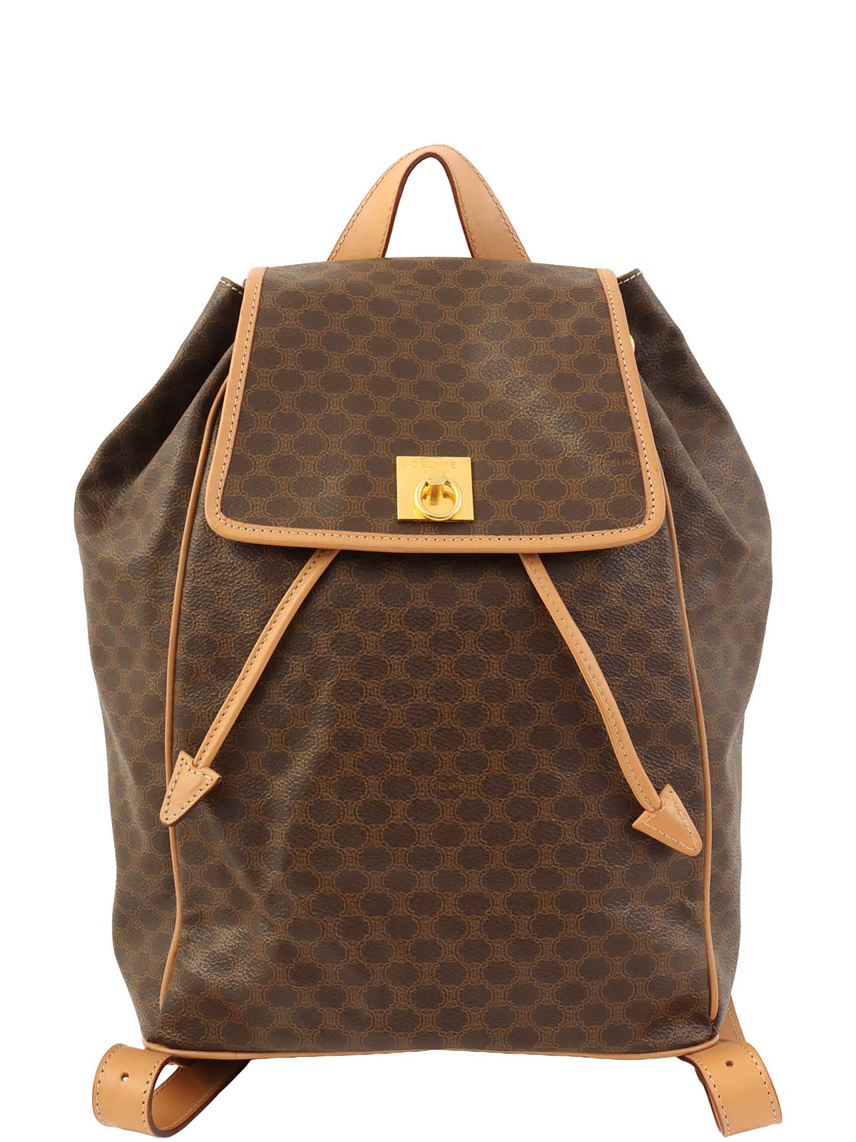 マカダムパターンリングロゴプレートバックパック ブラウン