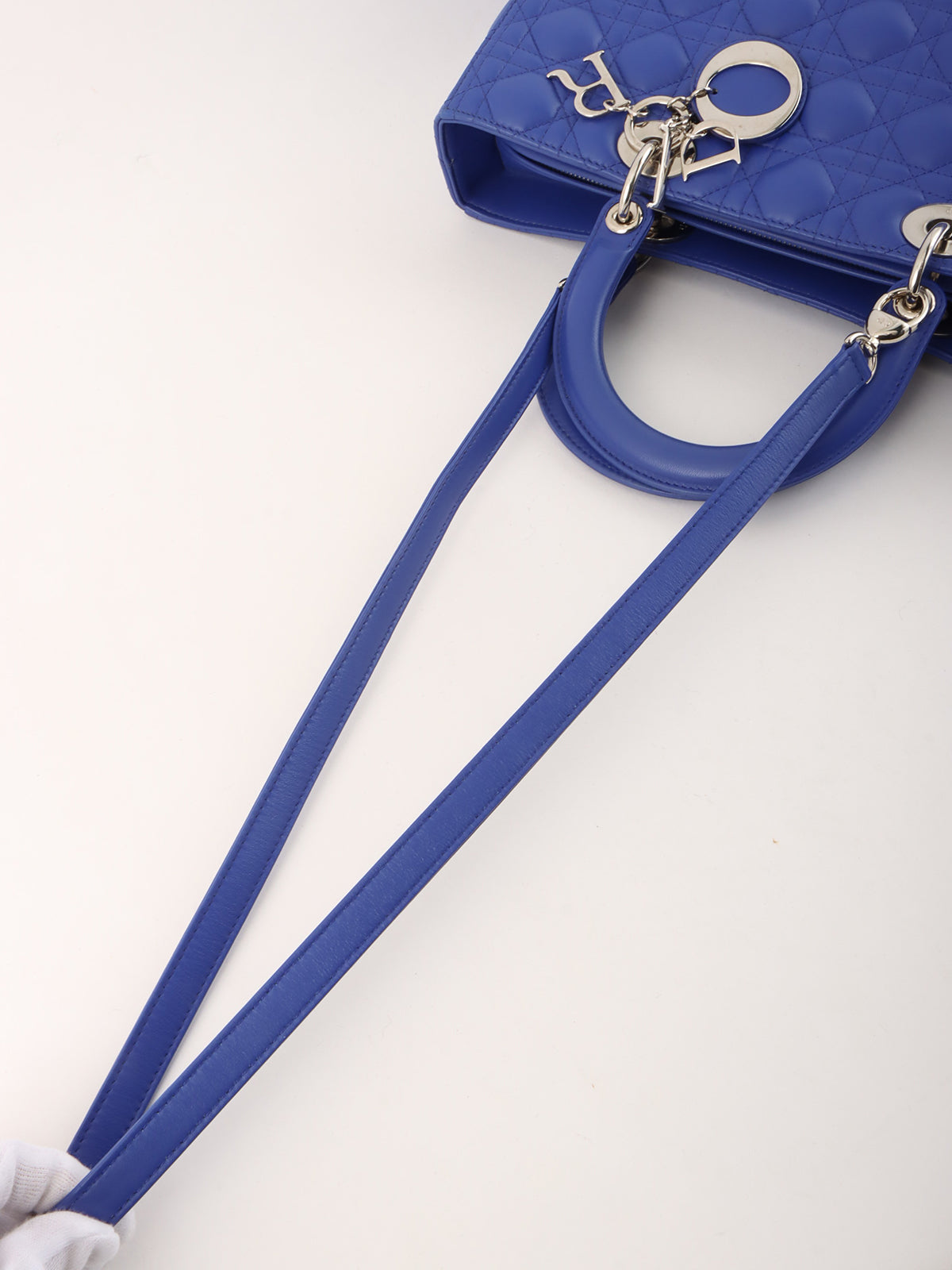 Lady Dior Cannage Stitch 2-Way Bag L Blue