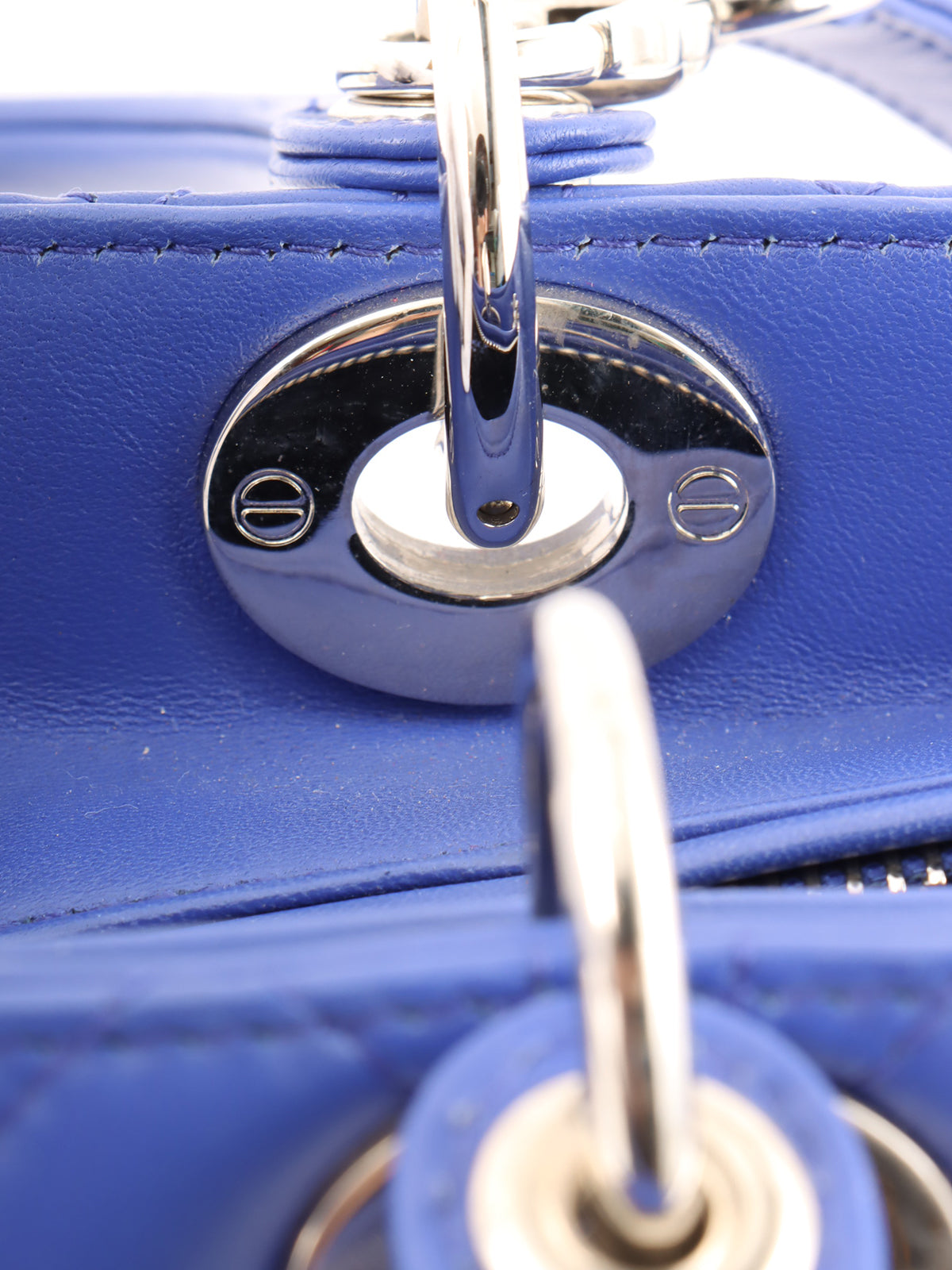 レディディオールカナージュステッチ2wayバッグL ブルー