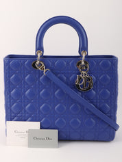 Lady Dior Cannage Stitch 2-Way Bag L Blue