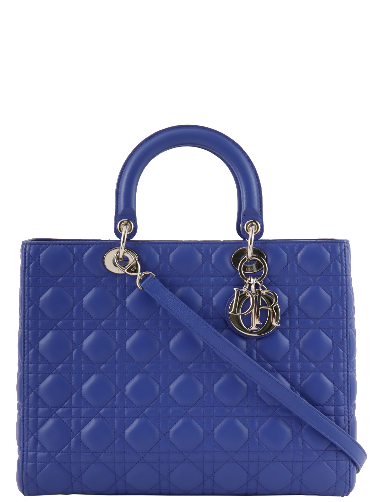 レディディオールカナージュステッチ2wayバッグL ブルー