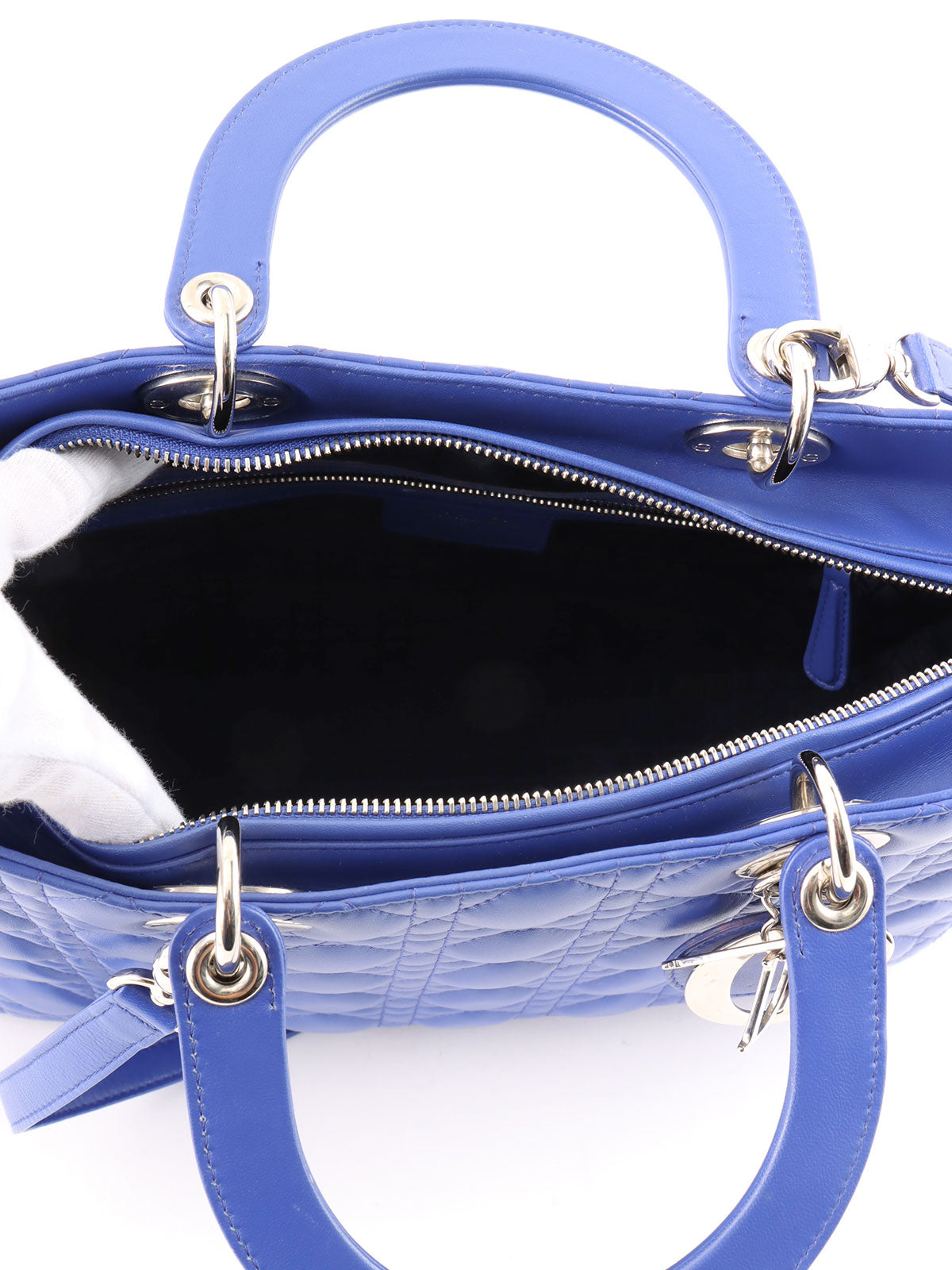 Lady Dior Cannage Stitch 2-Way Bag L Blue