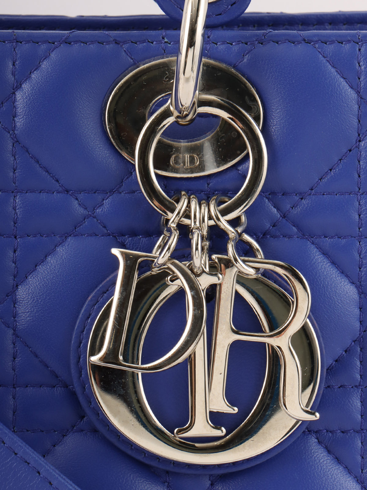 レディディオールカナージュステッチ2wayバッグL ブルー