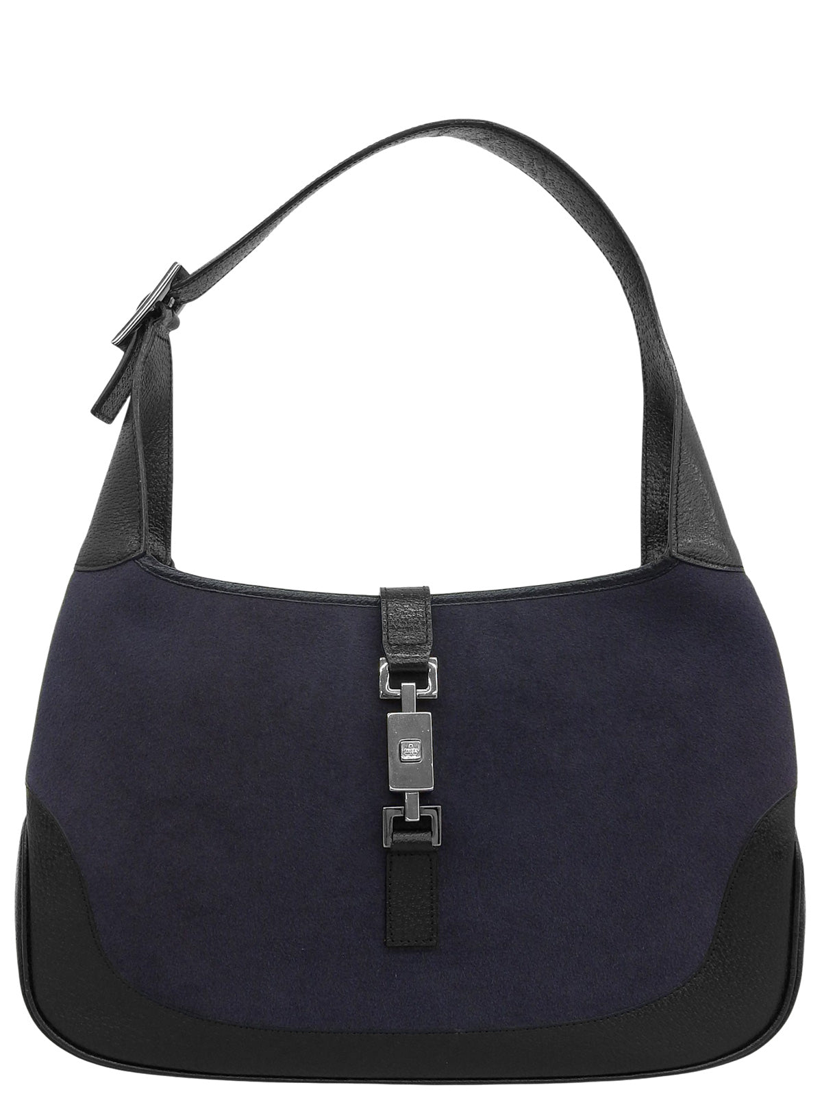 Wool and leather combination Jackie one-shoulder bag in purple/black