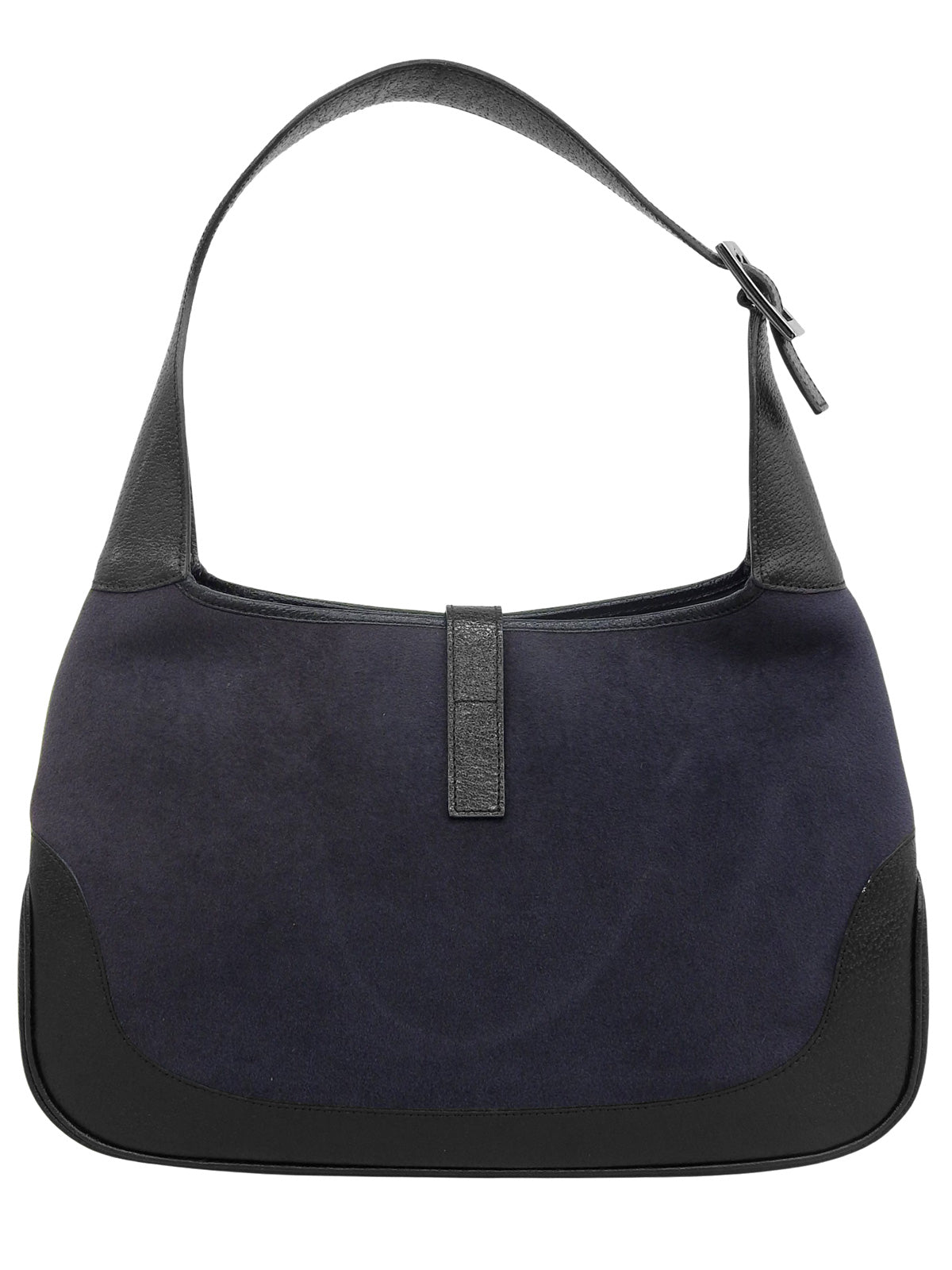 Wool and leather combination Jackie one-shoulder bag in purple/black