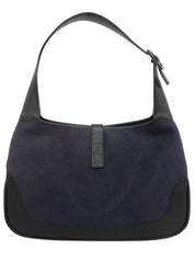 Wool and leather combination Jackie one-shoulder bag in purple/black
