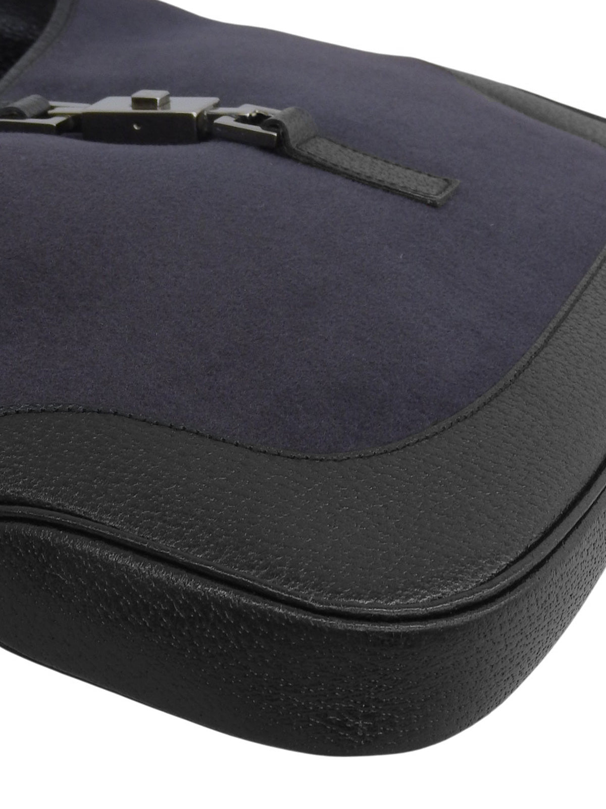 Wool and leather combination Jackie one-shoulder bag in purple/black