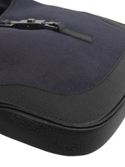 Wool and leather combination Jackie one-shoulder bag in purple/black