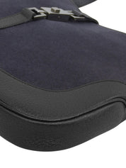 Wool and leather combination Jackie one-shoulder bag in purple/black