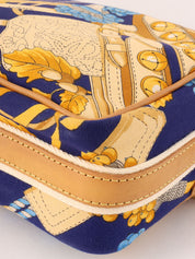 Design Pattern Logo Charm Shoulder Bag Beige/Blue