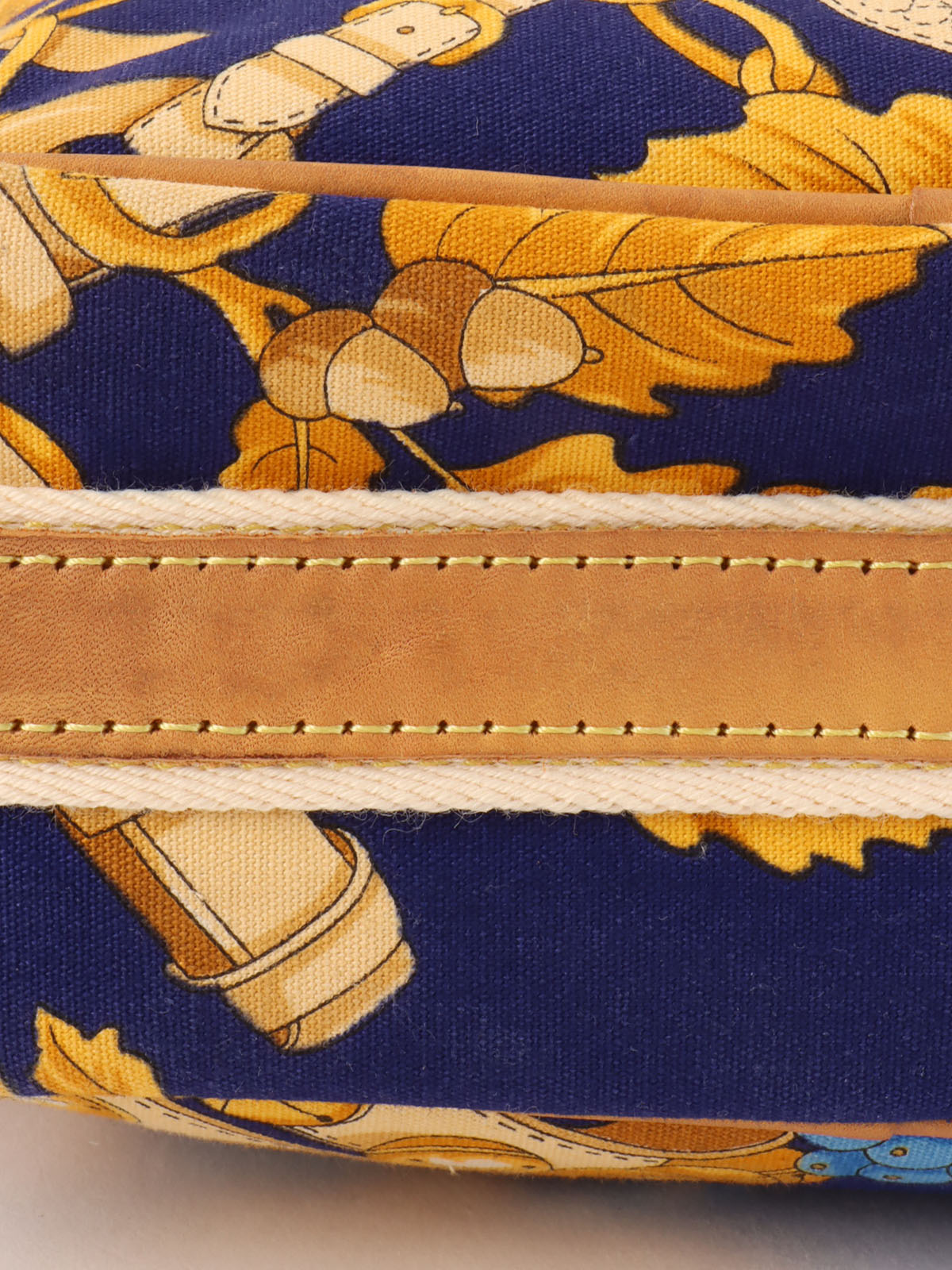 Design Pattern Logo Charm Shoulder Bag Beige/Blue