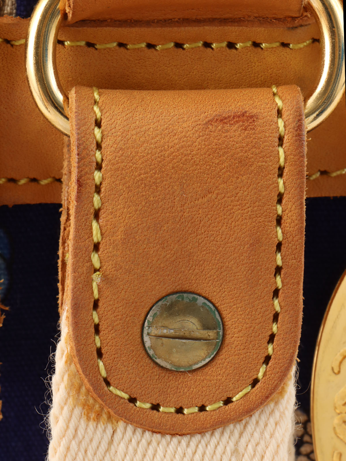 Design Pattern Logo Charm Shoulder Bag Beige/Blue