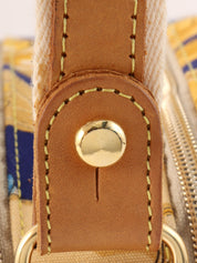 Design Pattern Logo Charm Shoulder Bag Beige/Blue