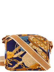 Design Pattern Logo Charm Shoulder Bag Beige/Blue