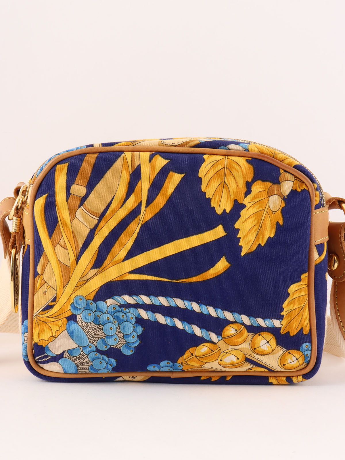 Design Pattern Logo Charm Shoulder Bag Beige/Blue