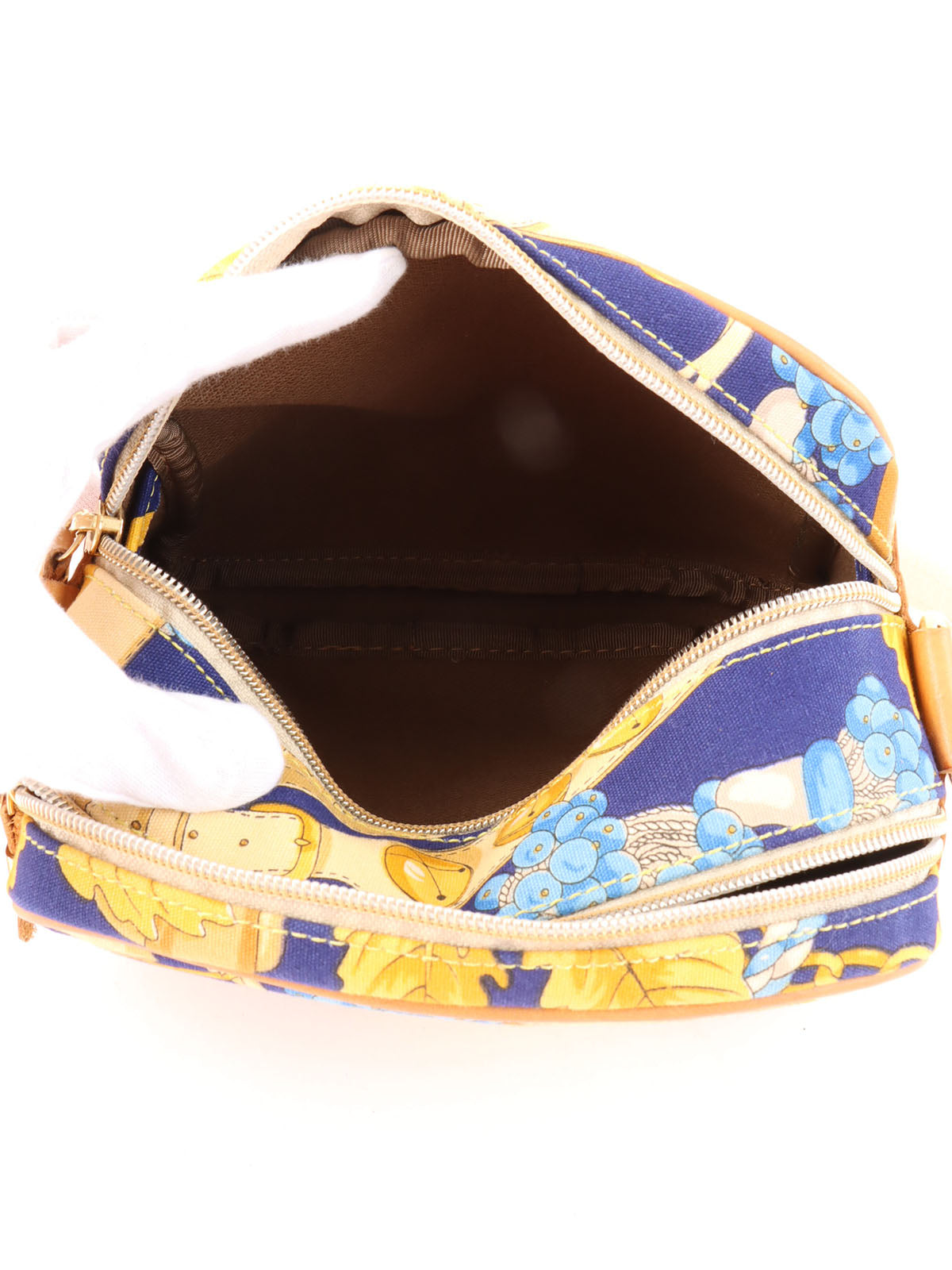 Design Pattern Logo Charm Shoulder Bag Beige/Blue