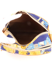 Design Pattern Logo Charm Shoulder Bag Beige/Blue