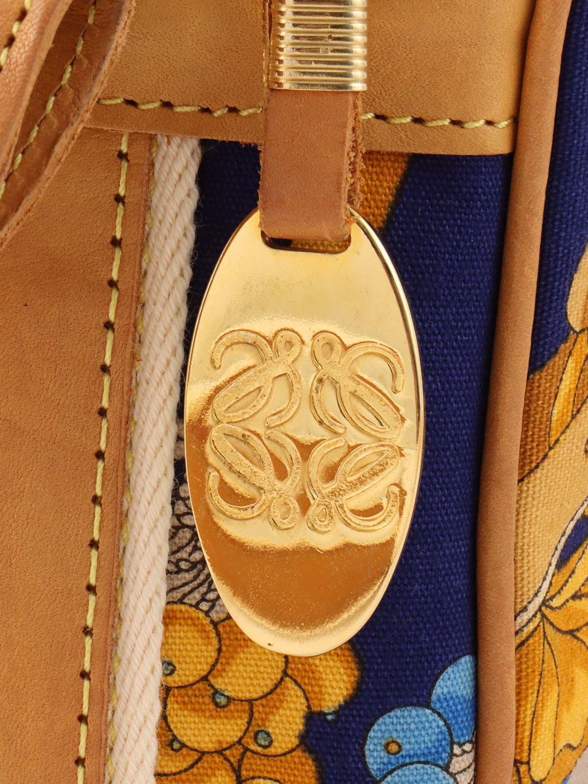 Design Pattern Logo Charm Shoulder Bag Beige/Blue