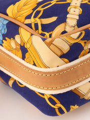 Design Pattern Logo Charm Shoulder Bag Beige/Blue