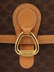 Macadam Pattern Logo Plate Shoulder Bag Brown