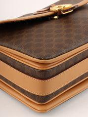 Macadam Pattern Logo Plate Shoulder Bag Brown