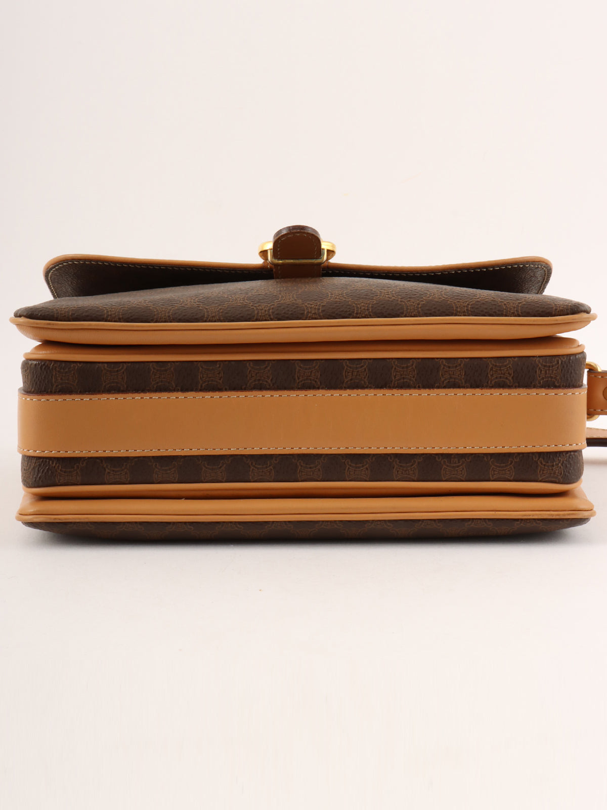 Macadam Pattern Logo Plate Shoulder Bag Brown