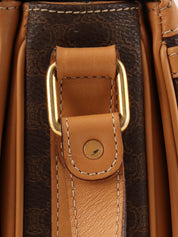 Macadam Pattern Logo Plate Shoulder Bag Brown
