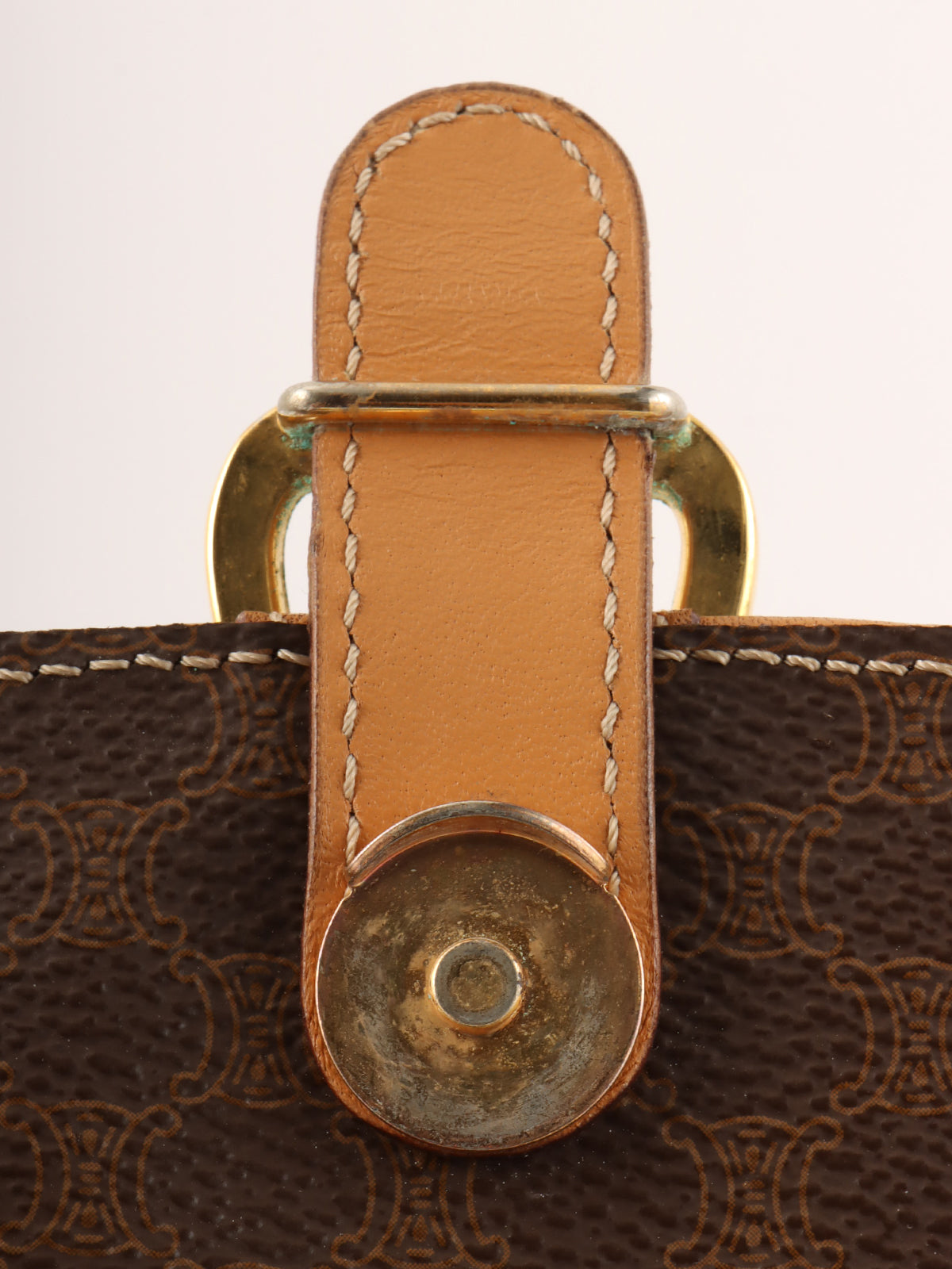 Macadam Pattern Logo Plate Shoulder Bag Brown