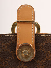 Macadam Pattern Logo Plate Shoulder Bag Brown