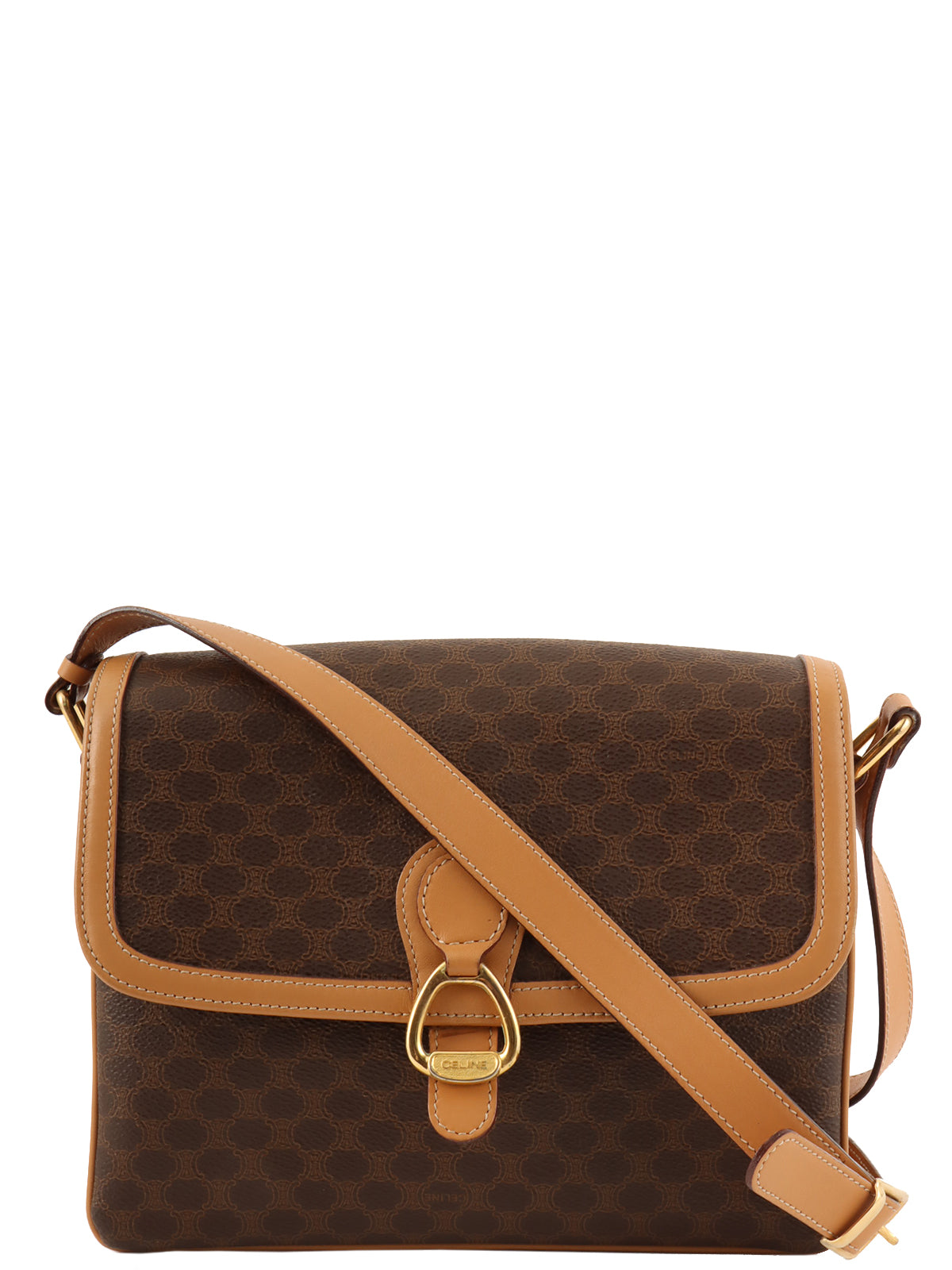 マカダムパターンロゴプレートショルダーバッグ ブラウン