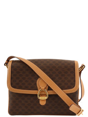 マカダムパターンロゴプレートショルダーバッグ ブラウン