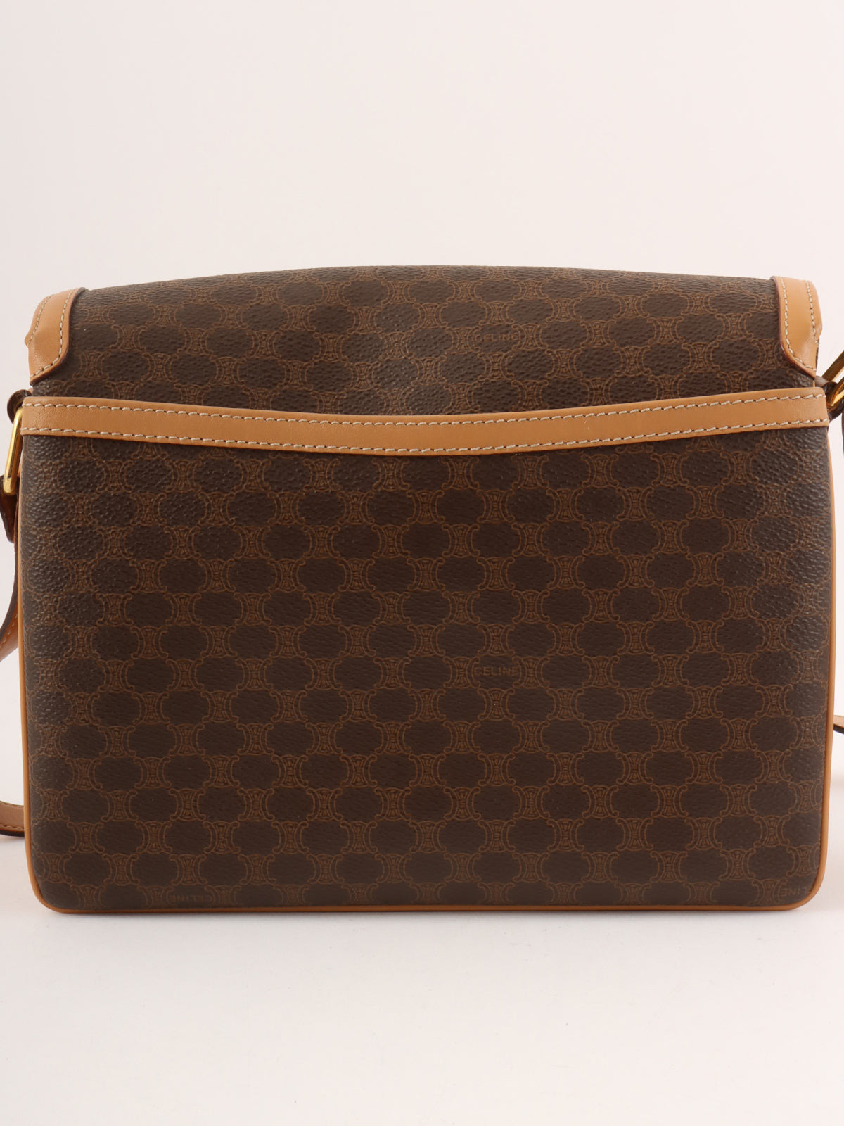 Macadam Pattern Logo Plate Shoulder Bag Brown