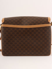 Macadam Pattern Logo Plate Shoulder Bag Brown