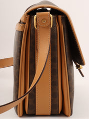 Macadam Pattern Logo Plate Shoulder Bag Brown