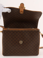 Macadam Pattern Logo Plate Shoulder Bag Brown