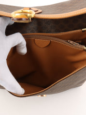 Macadam Pattern Logo Plate Shoulder Bag Brown