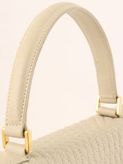 标志标牌绗缝手提包 象牙白