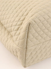 Logo Plate Quilted Handbag Ivory
