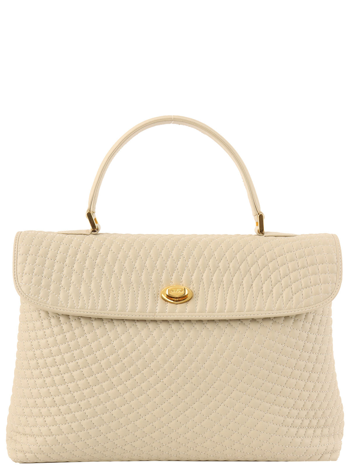 Logo Plate Quilted Handbag Ivory