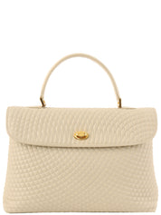 Logo Plate Quilted Handbag Ivory
