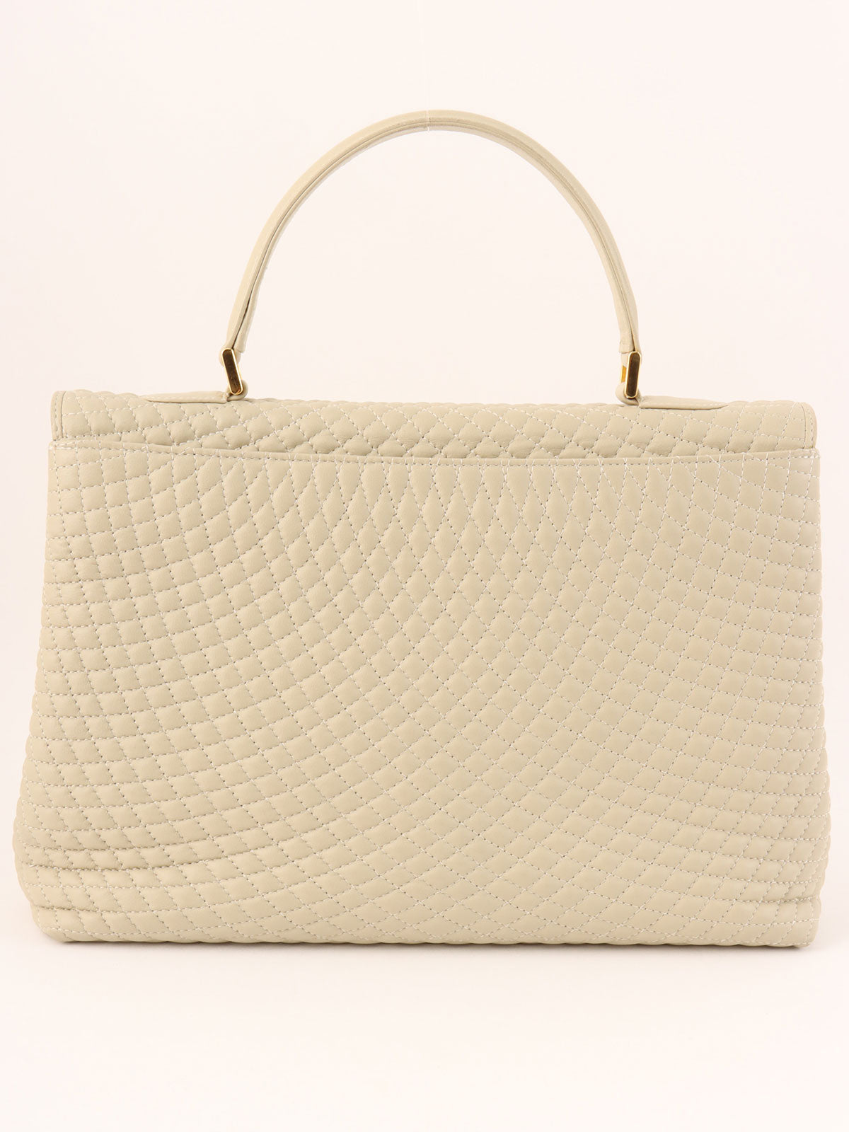 Logo Plate Quilted Handbag Ivory