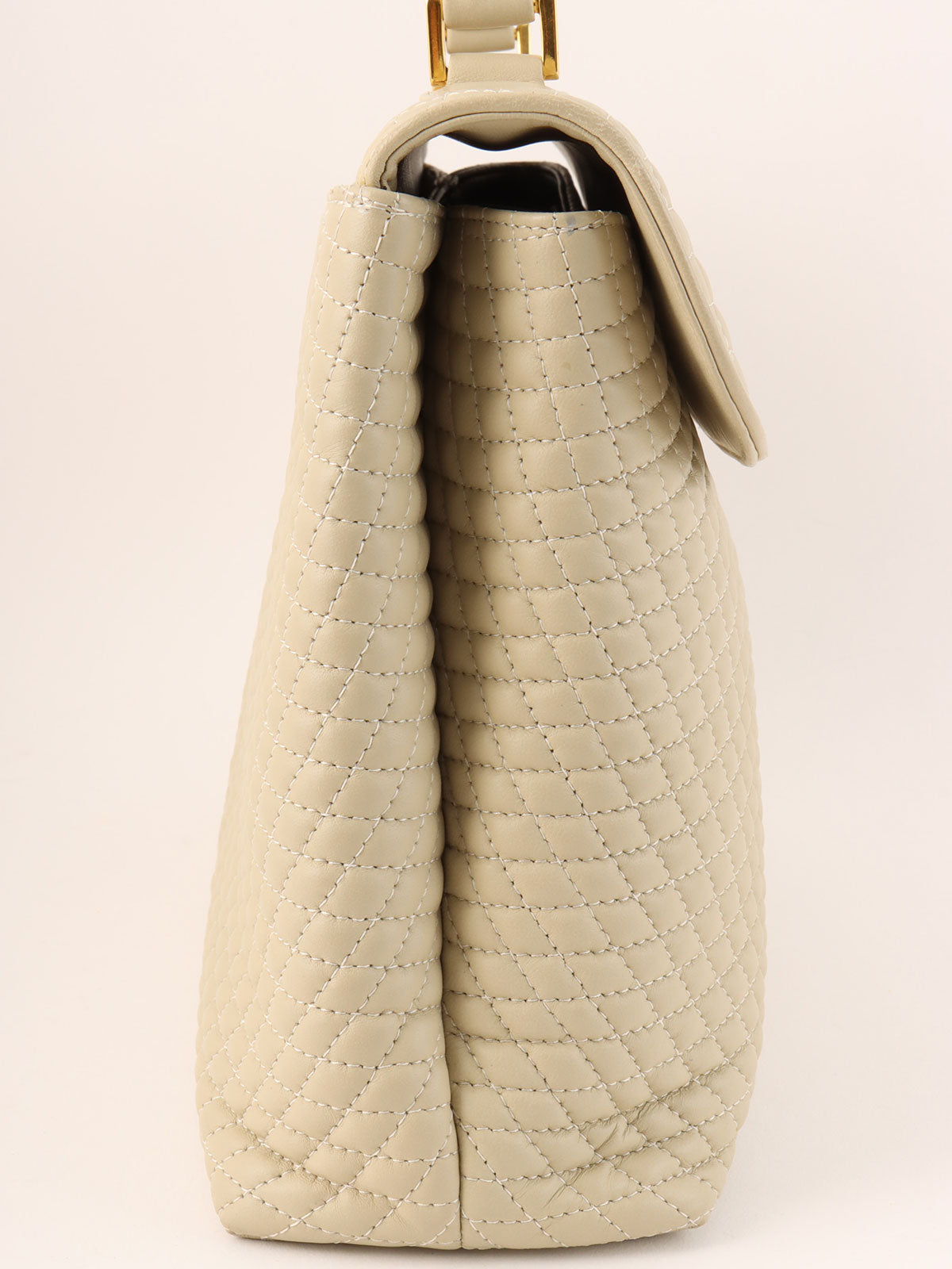 Logo Plate Quilted Handbag Ivory