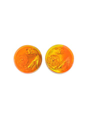 1997年製 オーロララウンドCCマークマルチモチーフイヤリング ゴールド/オレンジ