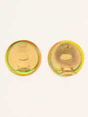 1997年製 オーロララウンドCCマークマルチモチーフイヤリング ゴールド/オレンジ