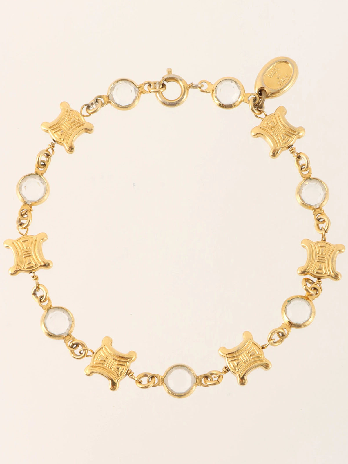 Rhinestone Macadam Bracelet Gold