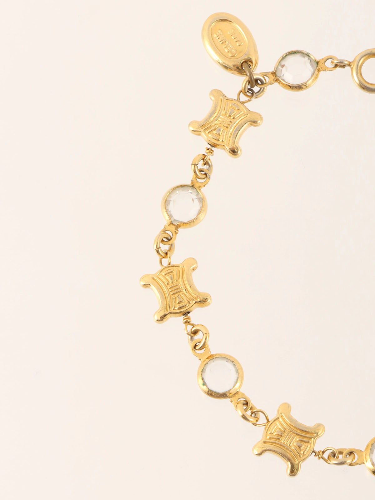 Rhinestone Macadam Bracelet Gold