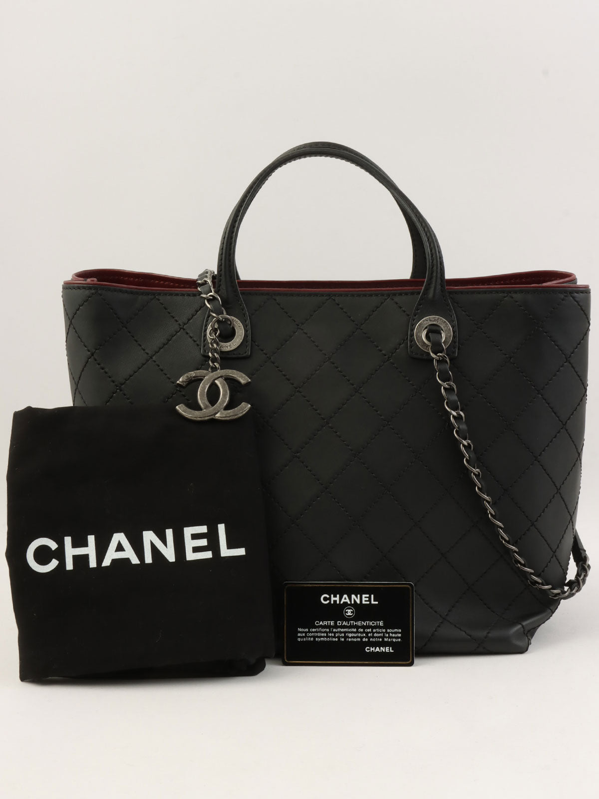 Made in 2015, Matelasse Stitch CC Charm 2-Way Bag, Black